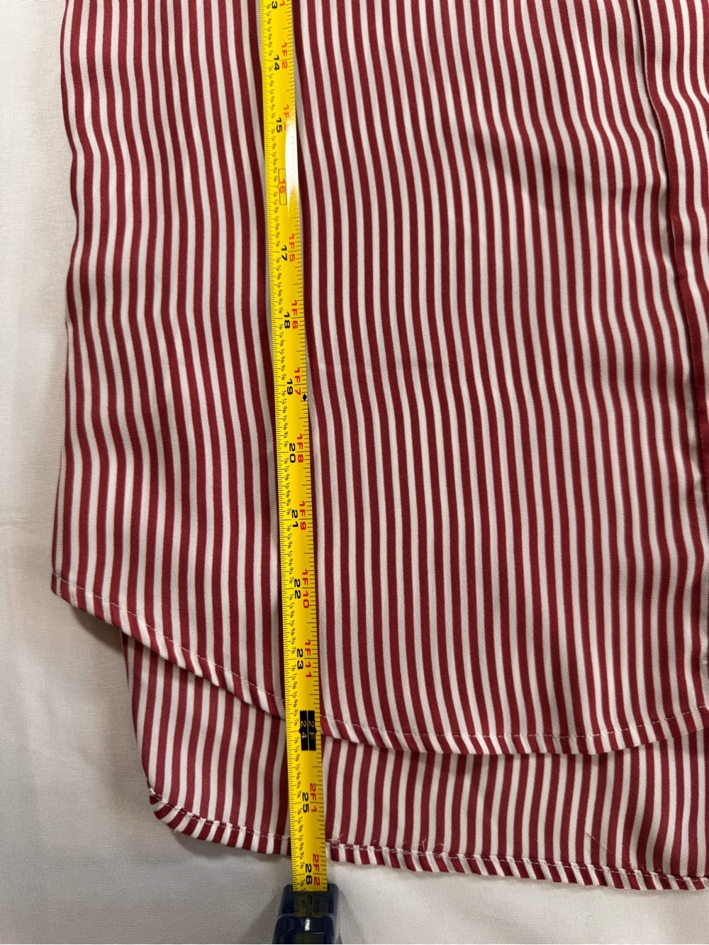 LOFT Women’s Medium Red White Stripe Utility Blouse Roll Tab Long Sleeve Top - Picture 2 of 7